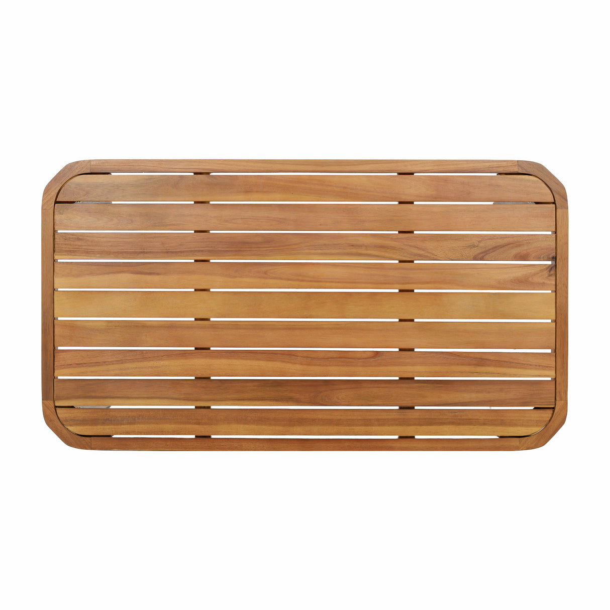 Outdoor Ottoman Table in Acacia Wood with Wicker Accents