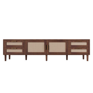 TV Stand, Media Console With 4 Drawers, Soft Closing Hinges - Dark Brown
