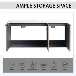 Contemporary Wall Mounted Bathroom Vanity With Resin Double Sink