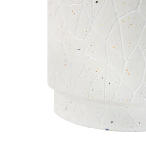 Outdoor Terrazzo Concrete Drum End Table, Living Room Accent Table - White Terrazzo