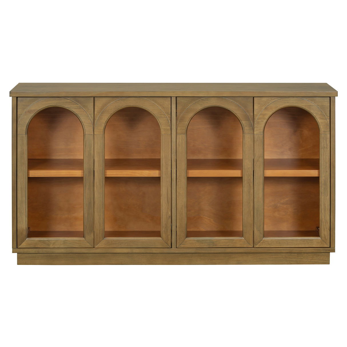 TREXM 4-Door Large Storage Buffet Cabinet with Glass Doors