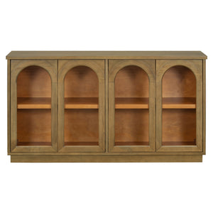TREXM 4-Door Large Storage Buffet Cabinet with Glass Doors