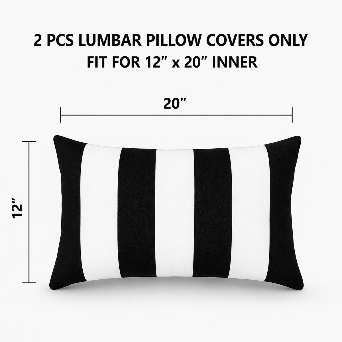 2 Pack Outdoor Lumbar Pillow Covers - 12x20 Inch