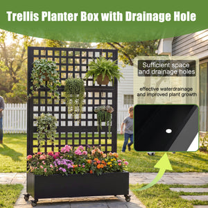 Metal Raised Garden Bed with Wheels and Trellis