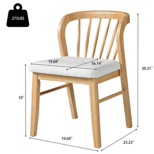 Mid-Century Modern Rubber Wood Dining Chair With Upholstered Seat (Set of 2)
