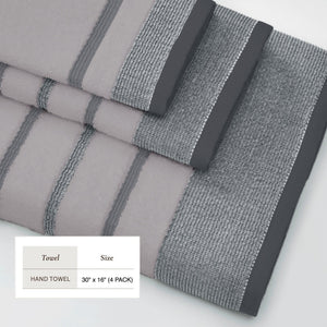Decorative Cotton Stripe Bath Towel Set - Noelle Collection