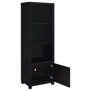Sandl - 3 Shelf Media Tower With Cabinet Storage Solution - Black