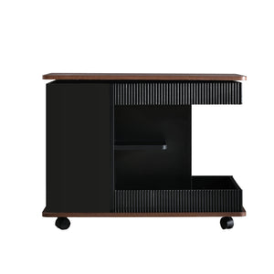 Adjustable End Table With Wheels, 360°Rotating Top And Storage Space