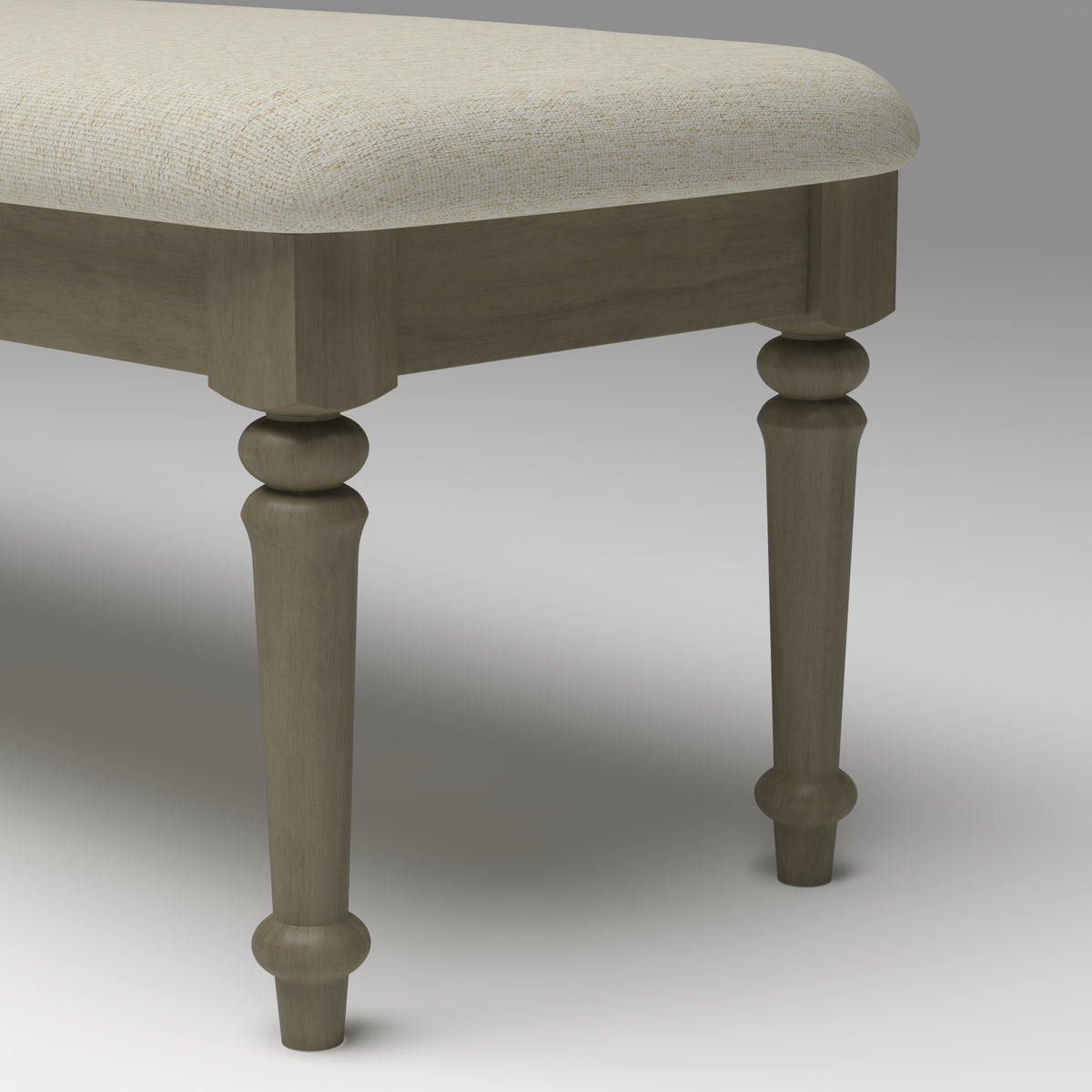 Farmhouse Upholstered Bed Bench, 59.8-Inch, Beige Linen with Rubberwood Legs