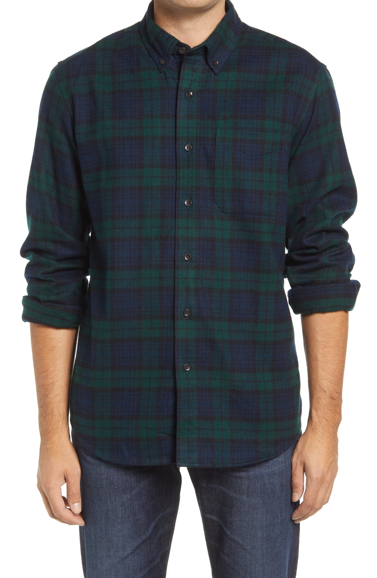 Men's Traditional Fit Scotch Plaid Flannel Shirt