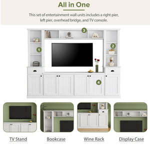 Minimalist Entertainment Wall Unit Set With Bridge For TVs Up To 75"