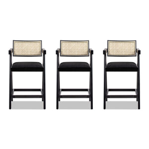 Milan - Modern Webbing Back Stool With Arms (Set of 3)