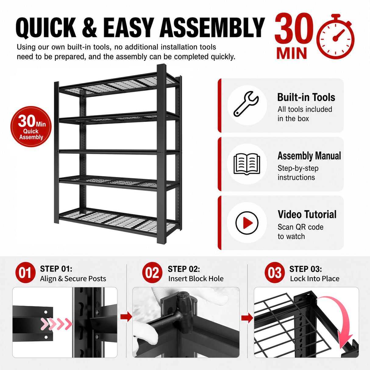 72"H 5-Tier Adjustable Heavy Duty Shelving Metal Mesh Storage Rack (3000 Lbs Loading Capacity) - Metal Shelf Organizer for Pantry, Garage, Kitchen - 60"W*23.6"D*72"H -