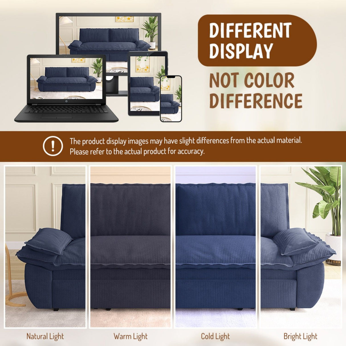 Queen Pull Out 3 In 1 Convertible Sleeper Sofa Bed - Blue