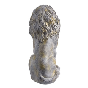 Outdoor Lion Statue with Antique Finish - Stone White