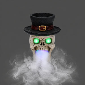 LED Light-Up Skull with Top Hat & Mist Maker