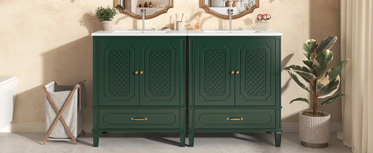 60" Bathroom Vanity with Double Sink Combo Set