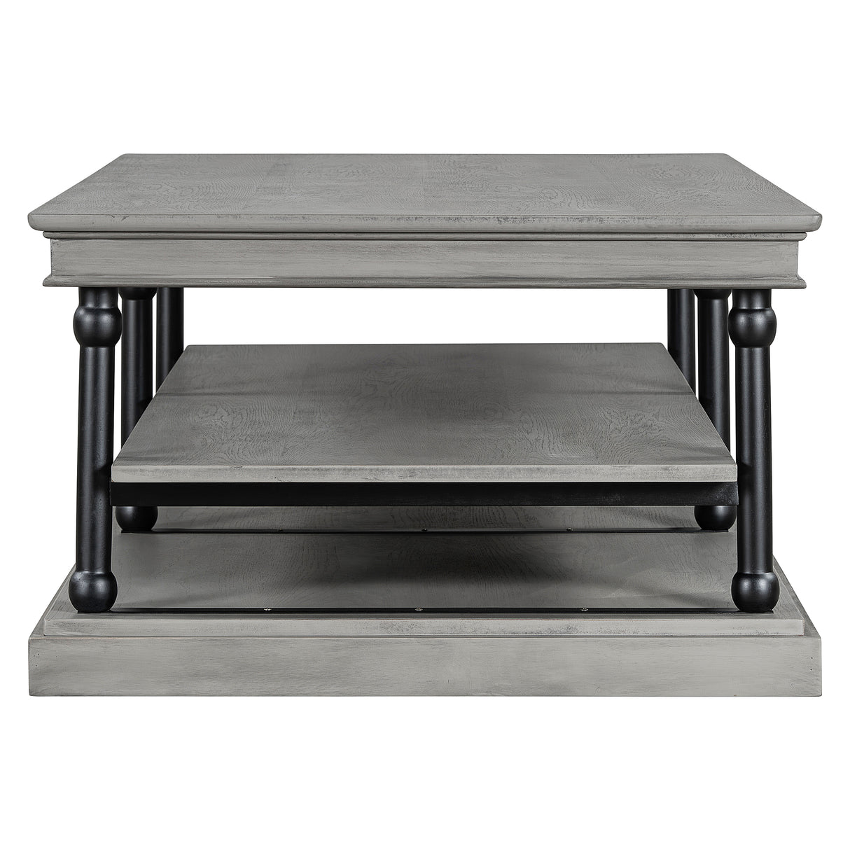 55.1" Wood Coffee Table with Storage Shelves