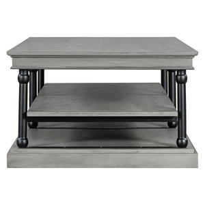 55.1" Wood Coffee Table with Storage Shelves
