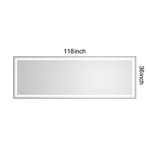 118" x 36" LED Bathroom Mirror with Aluminum Frame