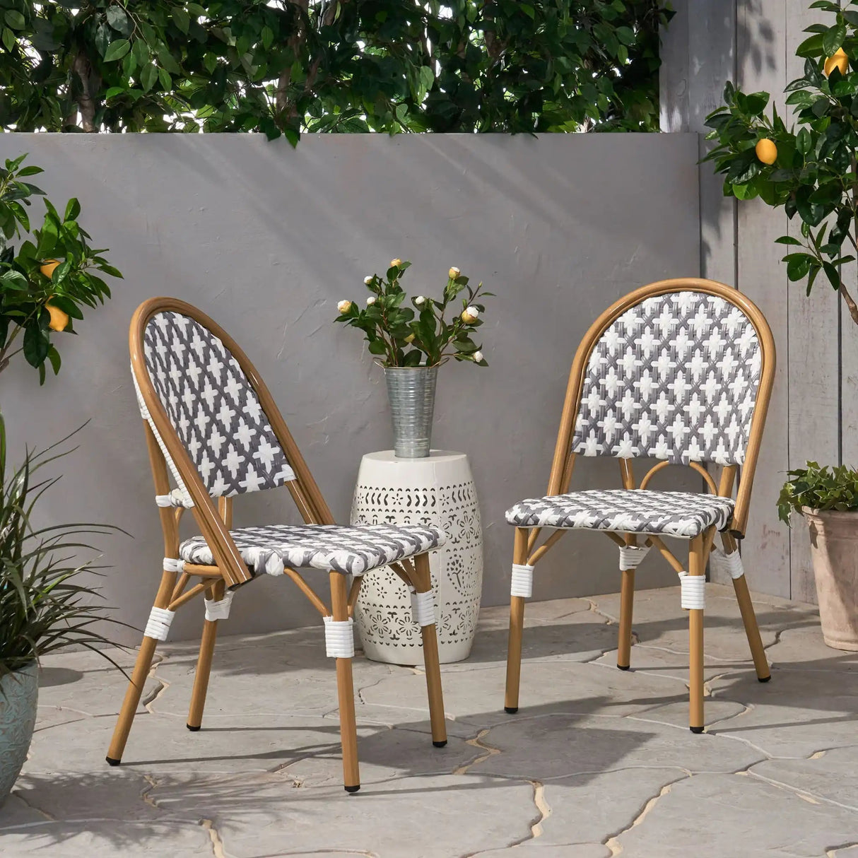 Chic French Bistro Chair With Durable Rattan And Aluminum Frame - Best Buy Furniture