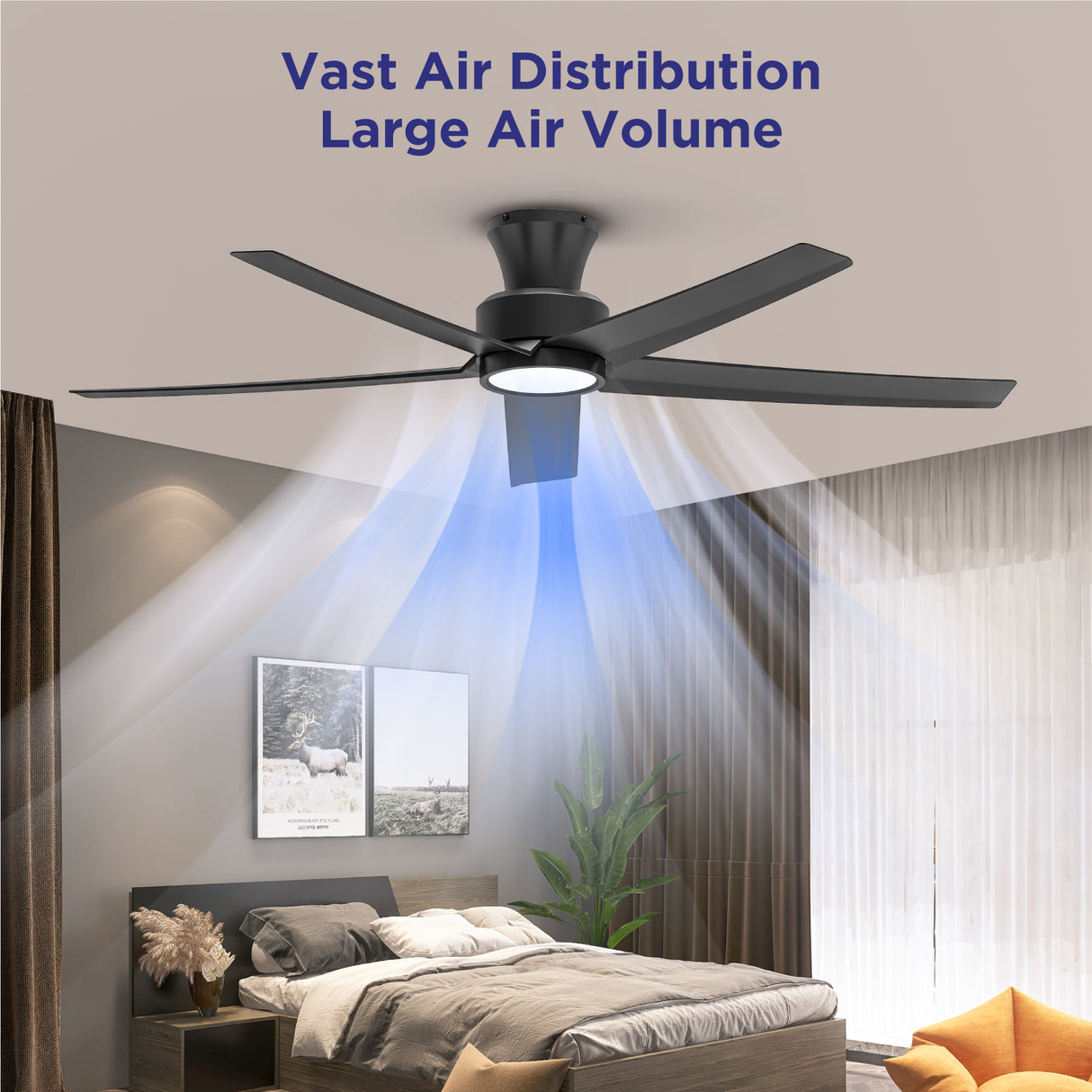 52 Inch Ceiling Fan with Light, Reversible DC Motor and Remote