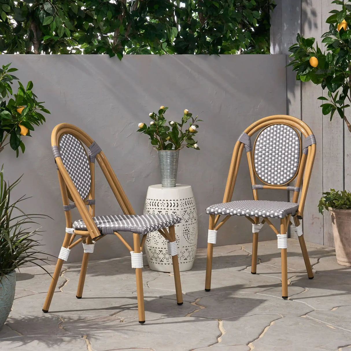 Outdoor Rattan And Aluminum French Bistro Chair Set - Best Buy Furniture