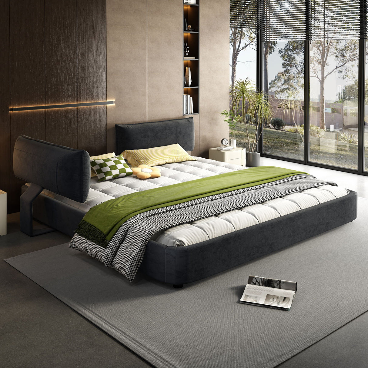 Cloud Bed Frame With Oversized Padded Movable Headboard