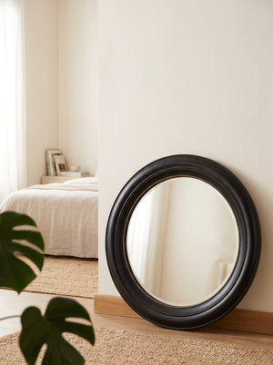Round Wall Mirror with Black Frame - 20.5 Inch