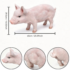 Cheerful Beige Pig Garden Statue