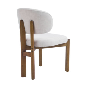Beige Upholstered Mid-Century Dining Chair