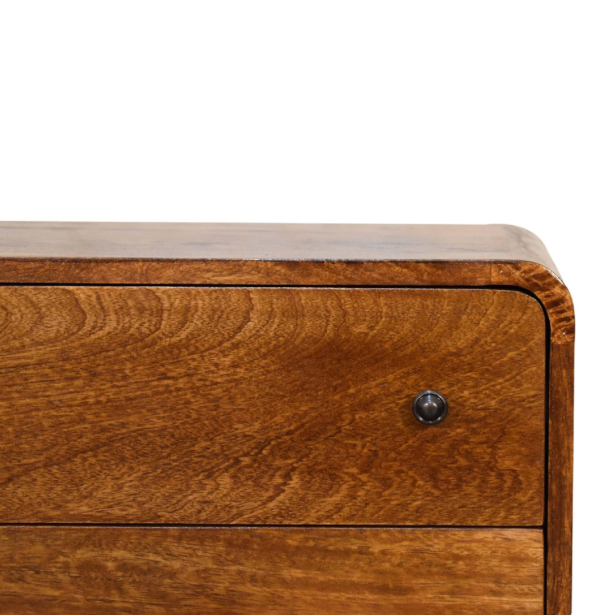 Solid Wood Mini Curved Chestnut Chest, 3-Drawer, Nordic Legs