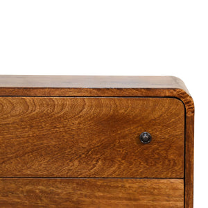 Solid Wood Mini Curved Chestnut Chest, 3-Drawer, Nordic Legs