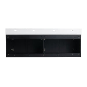 Modern Wall Mounted Bathroom Vanity With Resin Sink And Storage Rack