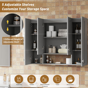 Wall Mounted Bathroom Cabinet With 5 Adjustable Shelves