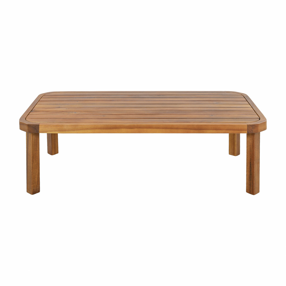 Outdoor Ottoman Table in Acacia Wood with Wicker Accents