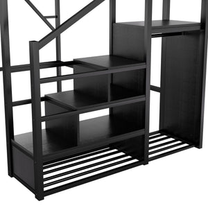 Loft Bed With Storage Shelves, Wardrobe