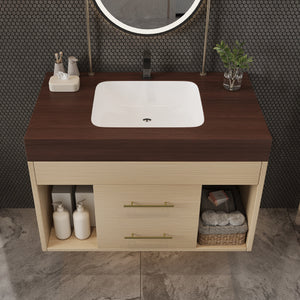 29.9" Modern Floating Bathroom Vanity with Sintered Stone Top