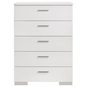 August - 6 Piece Queen Panel Bedroom Set With LED Lighting - White