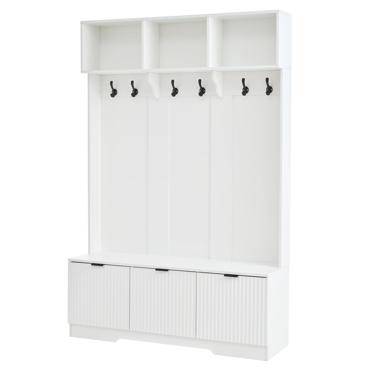 49.6" 5-in-1 Hall Tree with Bench, Shoe Storage & Cabinets