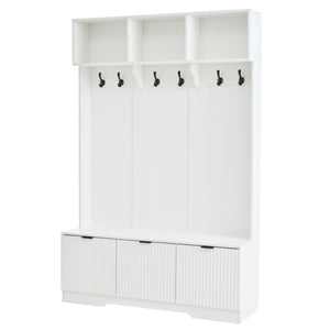 49.6" 5-in-1 Hall Tree with Bench, Shoe Storage & Cabinets