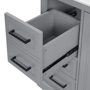 Bathroom Vanity With Sink, Soft Close Doors, Adjustable Shelf & 3 Drawers