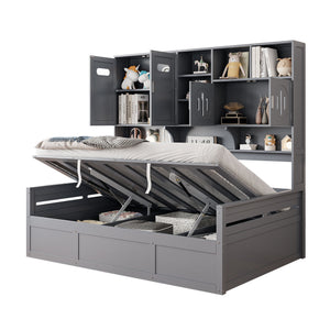 Daybed With All-In-One Cabinet And Shelf