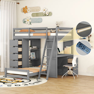 Bunk Bed With LED Light And USB Ports