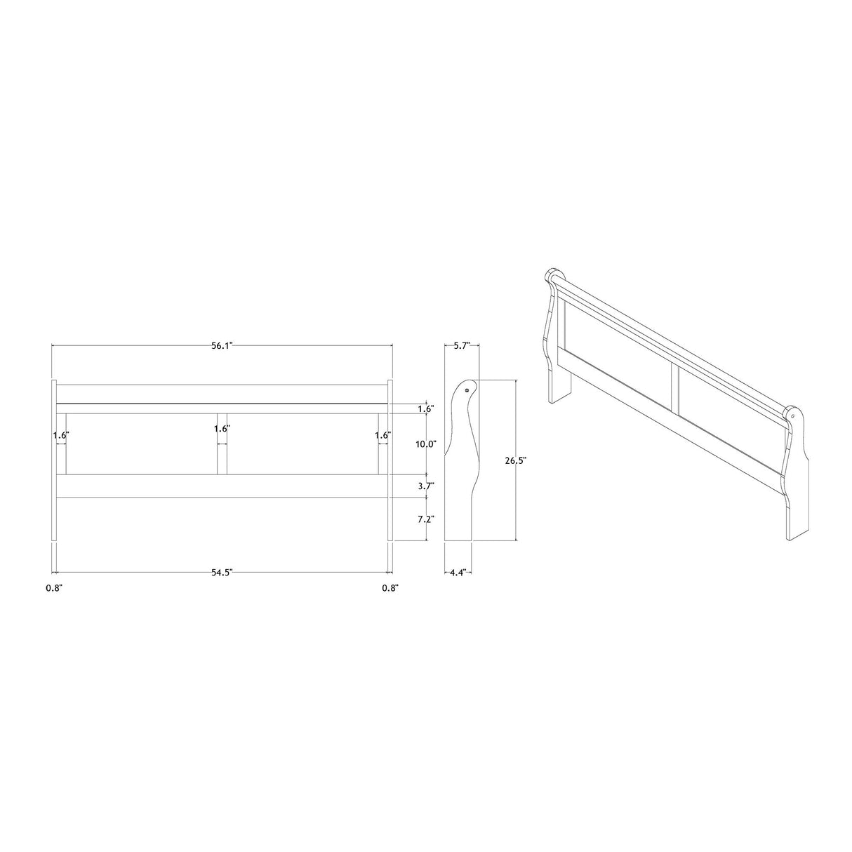 Charlston - Modern Sleigh Design Bed With LED