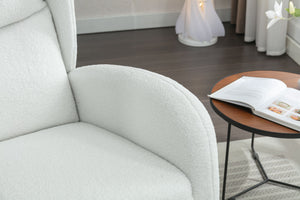 Teddy Fabric Rocking Chair With Packet Wood Legs - Ivory