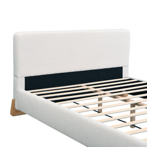 Elegant Boucle Upholstered Bed, Queen Size