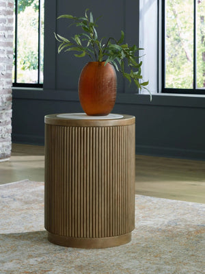 Camdill - Round End Table - Light Brown / White - Best Buy Furniture