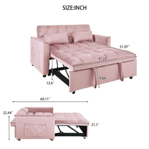 3 In 1 Pull Out Couch Convertible Sofa Bed With Reclining Backrest