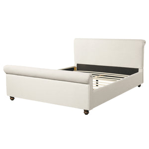 Queen Size Upholstered Bed Frame With Linen Fabric